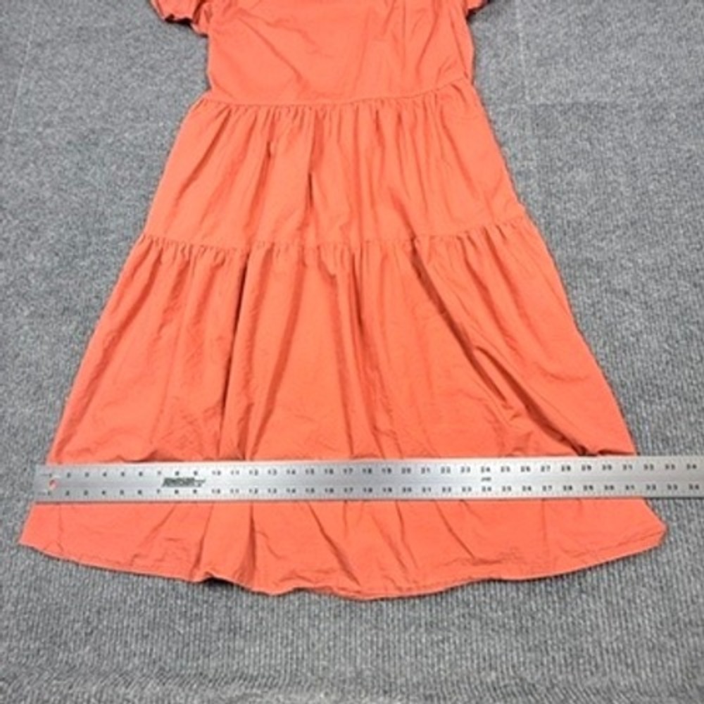 Who What Wear Womens XL Coral Orange Tiered Cotton Flutter Sleeve Midi Dress - Picture 6 of 15